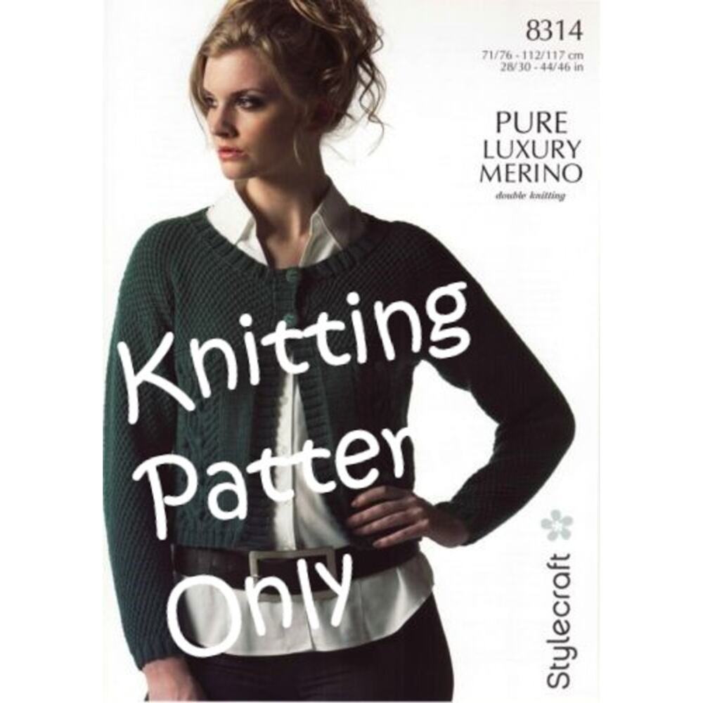 New Stylecraft Pure Luxury Merino Double Knitting 8314 Cardigan Sweater Pattern